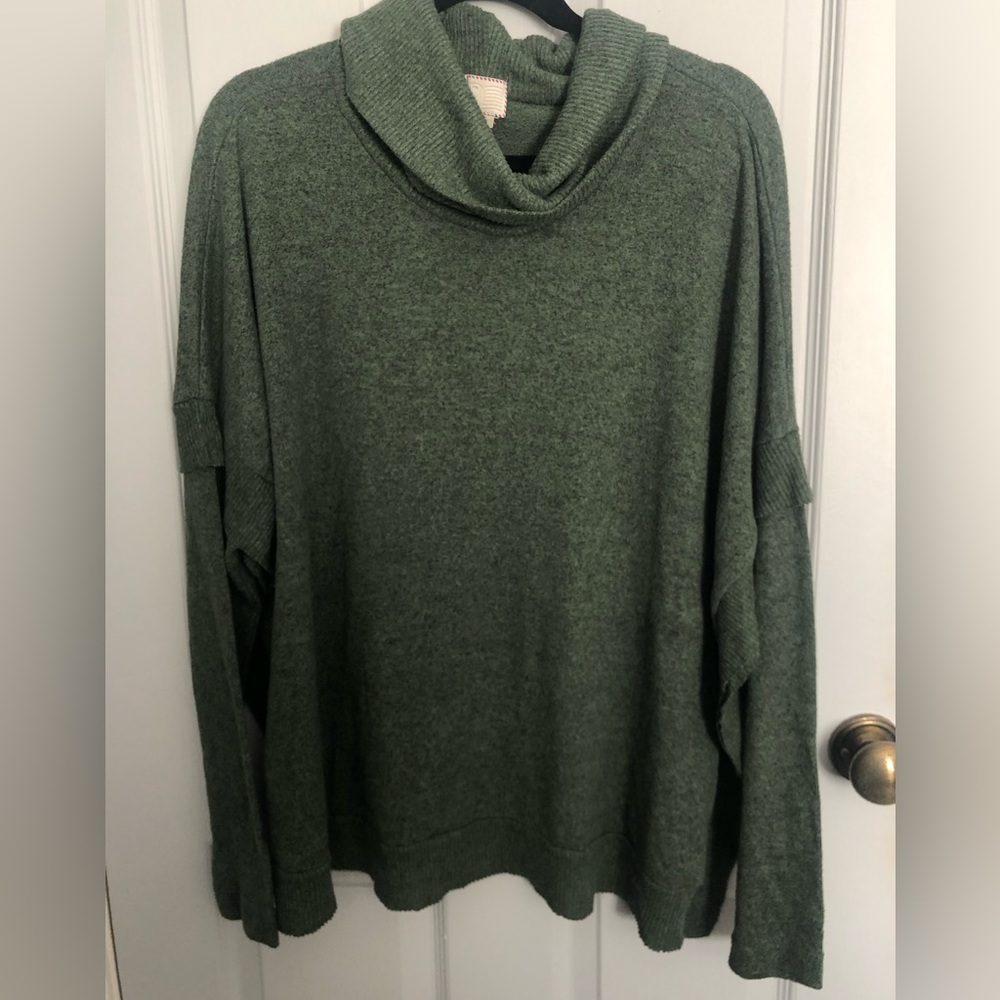 Anthropologie Postage Stamp Green Cowlneck Dolman Sleeve Sweater Size L